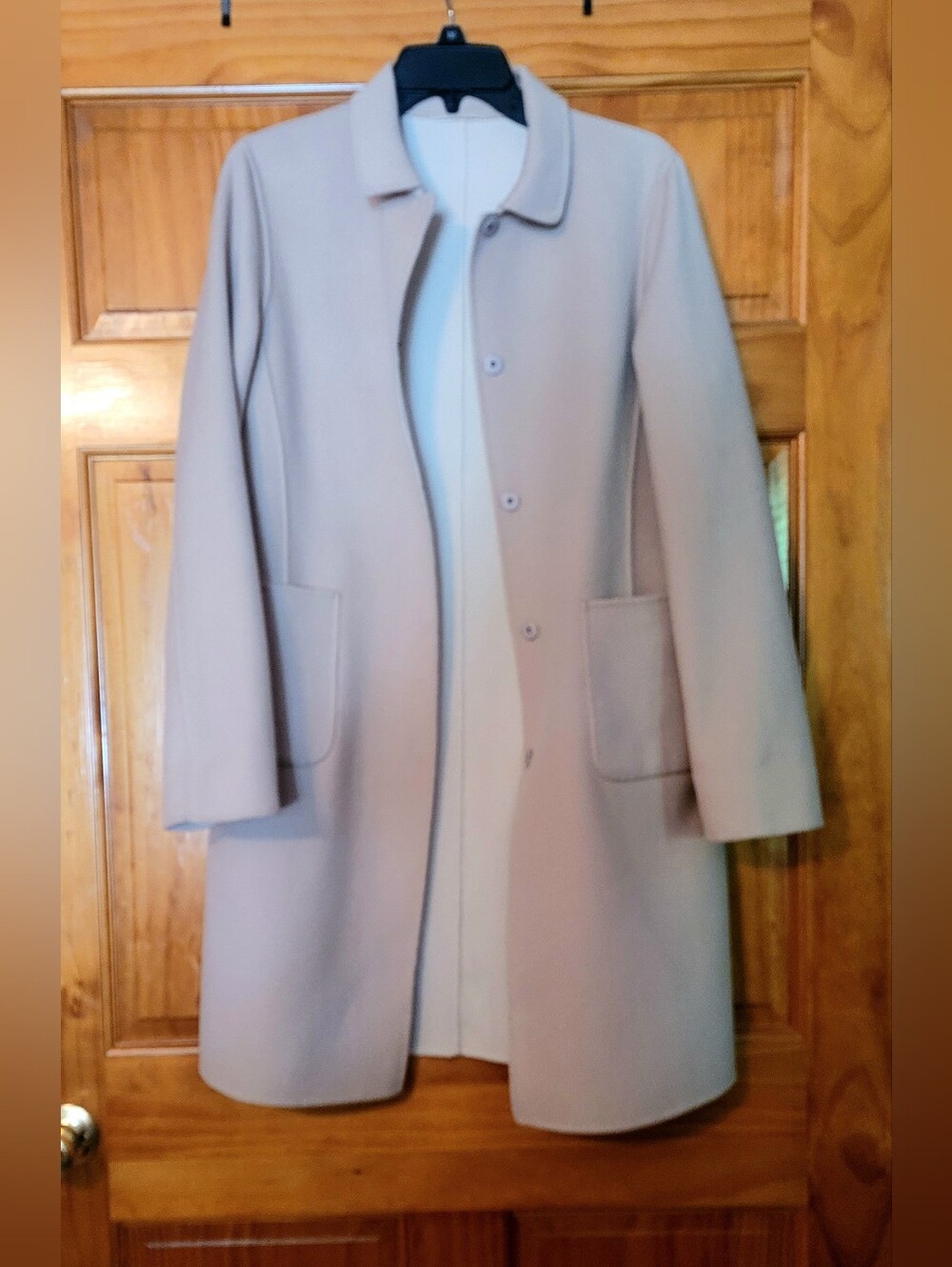 Weekend Max Mara Womens Reversible Double Faced Beige Ivory Virgin Wool Coat